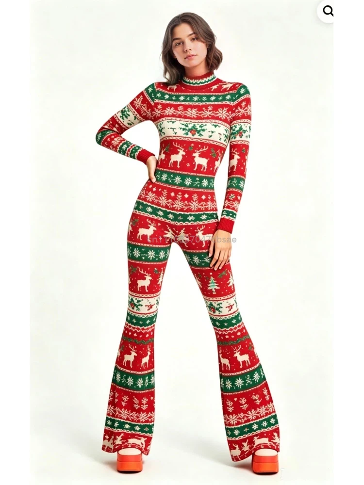 Damen-Jumpsuit mit ausgestellten Schlaghosenbeinen, geometrischem Schmetterlings-Skelett-Muster, figurbetont, Catsuit, Festival-, Rave-, Halloween-Cosplay-Outfit – Detail 20