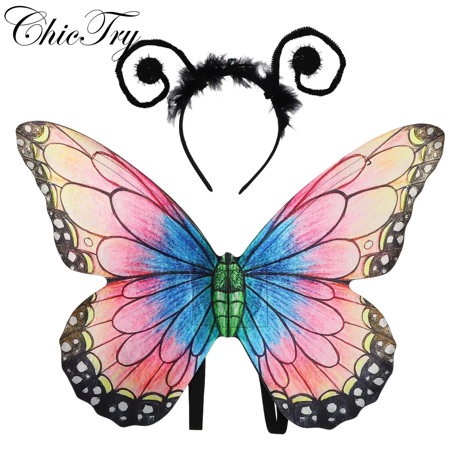 

Butterfly Wings Cosplay Set Butterfly Wings, Antenna Headband for Women Girls Fairy Halloween Carnival Party Costume Dress Up