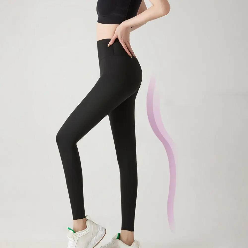 Leggings de ioga finas para mulheres, slim fit, cintura alta, meia-calça sem costura, calças capri para corrida feminina, aperto abdominal, estiramento