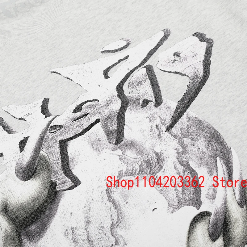 New Cactus Jack Short Sleeve Light Grey High Quality Cotton Crew-neck Tops Tee Street Trend UTOPIA T-shirt Men Women