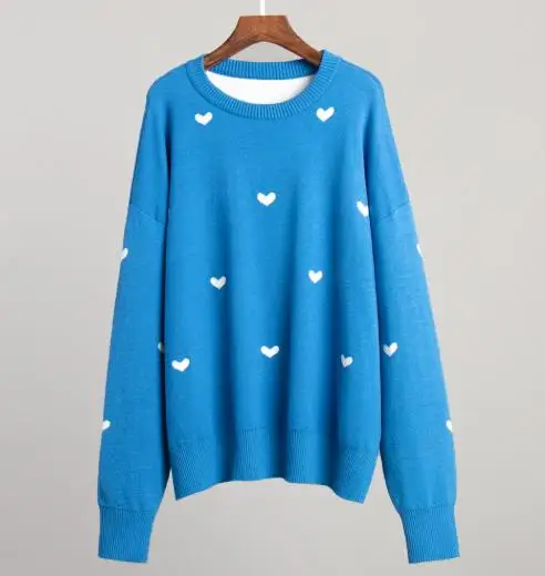 2025 new autumn and winter temperament commuting casual round neck design sweater with heart-shaped printed sweater