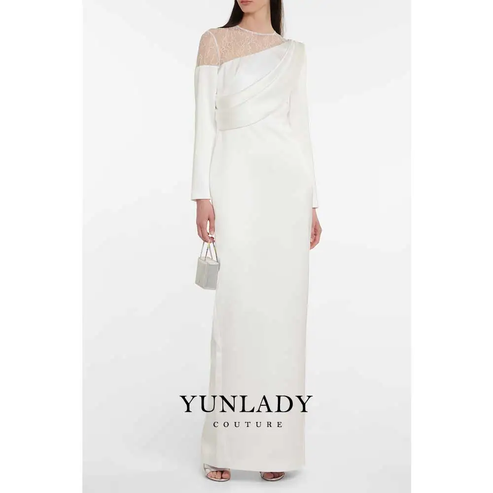 

YUNLAN Customized Made White Lace Wedding Dresses Long For Special Occasions Formal Dinner Mother Dresses Dubai 2025