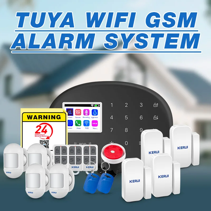 

KERUI W202 Wireless Home Alarm System Kit with PIR Sensor Door Sensor Tuya Smart Home Burglar Alarm 433MHz for House Safety