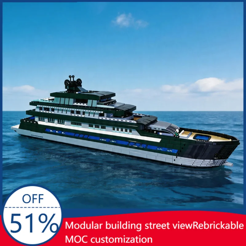 

16185 PCS MOC Luxury Yacht Model (Minifigure Scale) Building Blocks Brick Children Assembly Toys Birthday Creative Display Gift