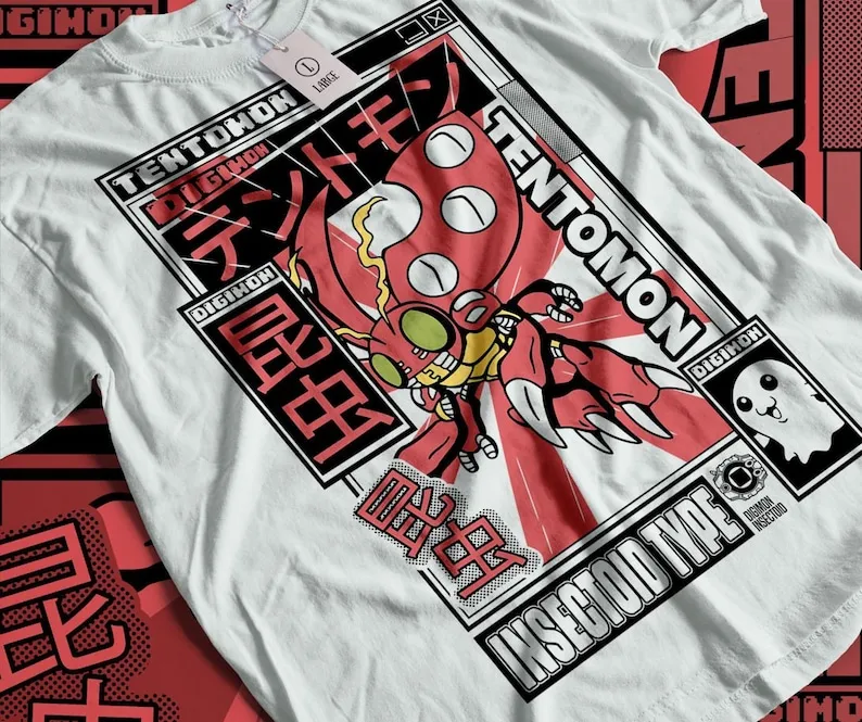 Tentomon Digimon Adventure T-shirt Guilmon Omnimon Anime Gift Shirt All Size