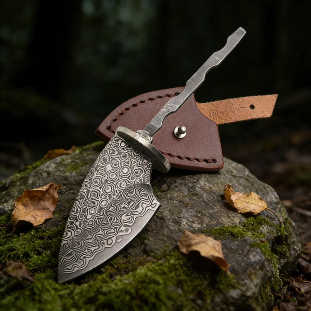 High Quality Pattern Welded Steel Sharp Fixed Blade Knife Blanks DIY Household Outdoor Camping Survival Tool Parts Accessories