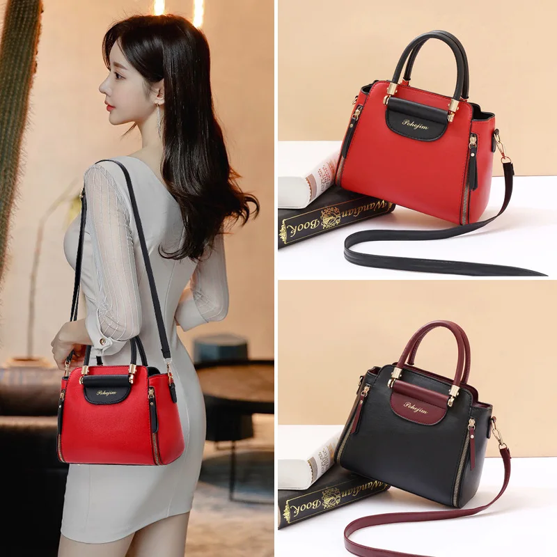 2024 New Design Women Leather Handbags Designer Ladies Hit Color Shoulder Bag Single Crossbody Bags European Fashion Handbag