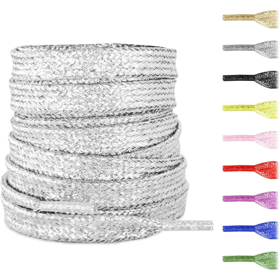 

Flat Metallic Glitter Shoe Laces for Sneaker5/16" 8mm Sparkly Sparkle Replacement Strings