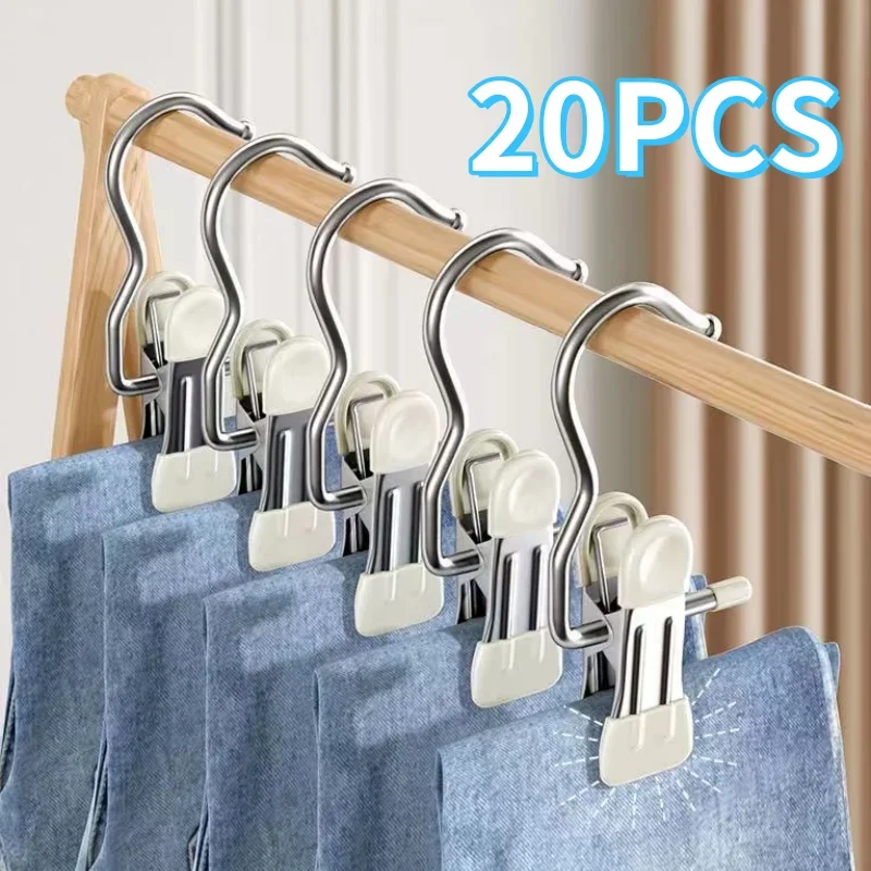 5-20 stücke Edelstahl Hosen Clip Mit Haken Für Home Lagerung Kleidung Trocknen Multifunktionale Wäscheklammern Tragbare Kleidung Clip