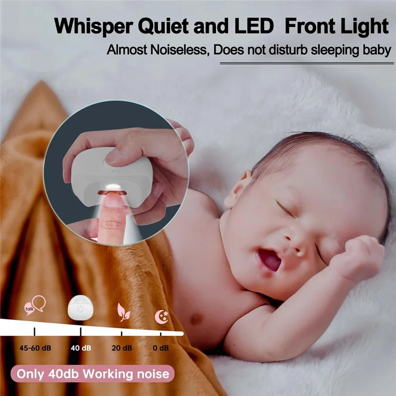 【Gift】Safety Fingernail Trimmer With LED Light& 2 Speeds, Electric Nail Clipper Featuring Nail Scraps Storage For Baby, Kid, Adu