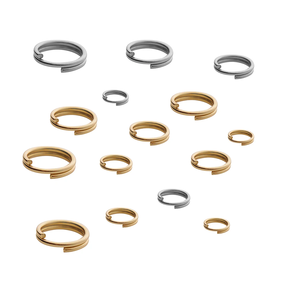 Lote de anillos abiertos de doble bucle para fabricación de joyas, conectores de acero inoxidable para llavero DIY, 100 unidades