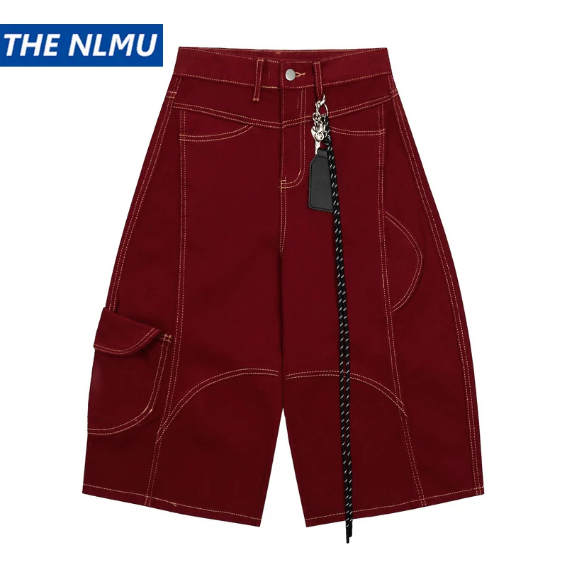 2025 Summer Denim Shorts Mens Streetwear Hip Hop Loose Wide Leg Short Jeans Men Harajuku Y2K Short Pants