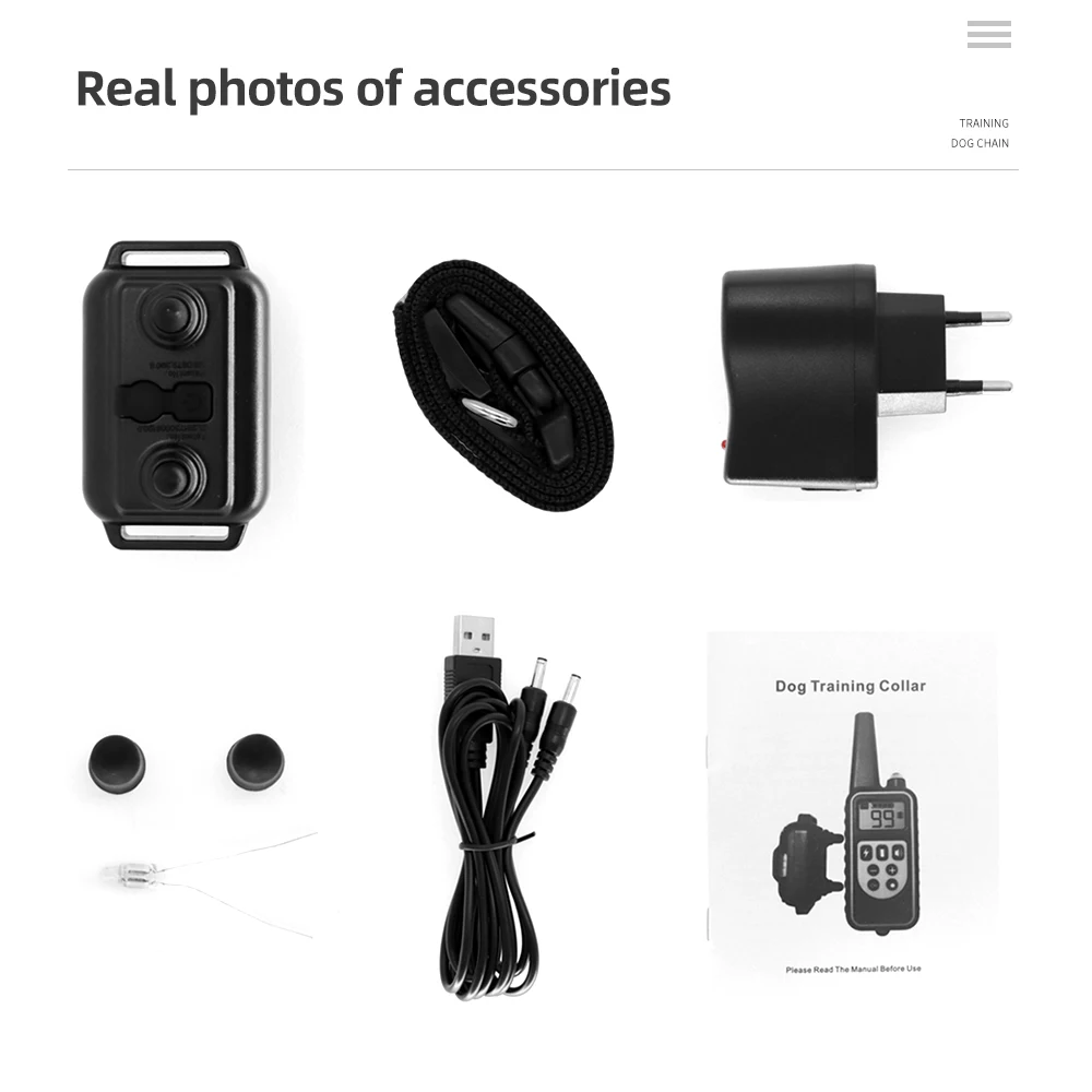 Waterproof 800m Rechargeable Dog Training Collar Stop Barking LCD Display Remote Control Shock Pet Dog Collar Made Plastic