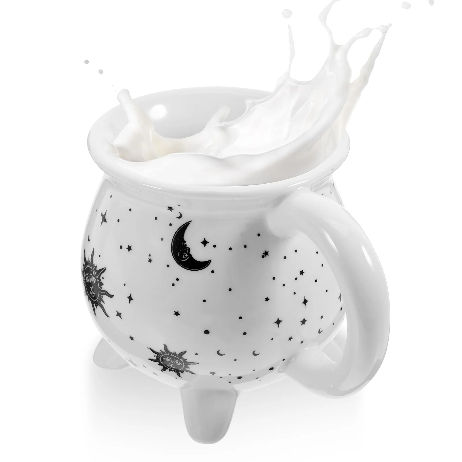 

Ceramic Cauldron Coffee Mug Witch Design Porcelain Cup Wide Mouth Handle Home Office Halloween Porcelain Cauldron Mug