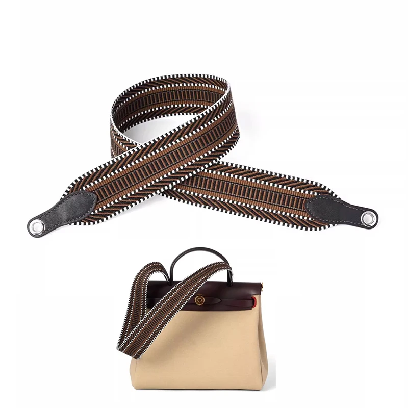 5cm Wide Colored Canvas With Cowhide Suitable For Herbag31 Single Shoulder Woven Wide Strap Modification Bag Accessories