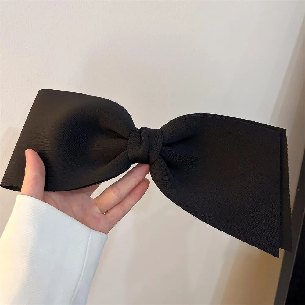 Fashion Oversize Bowknot Barrettes Hair Clips Women Girls Black Big Bow Hairpins Spring Clips Hair Accessories Headwear2024