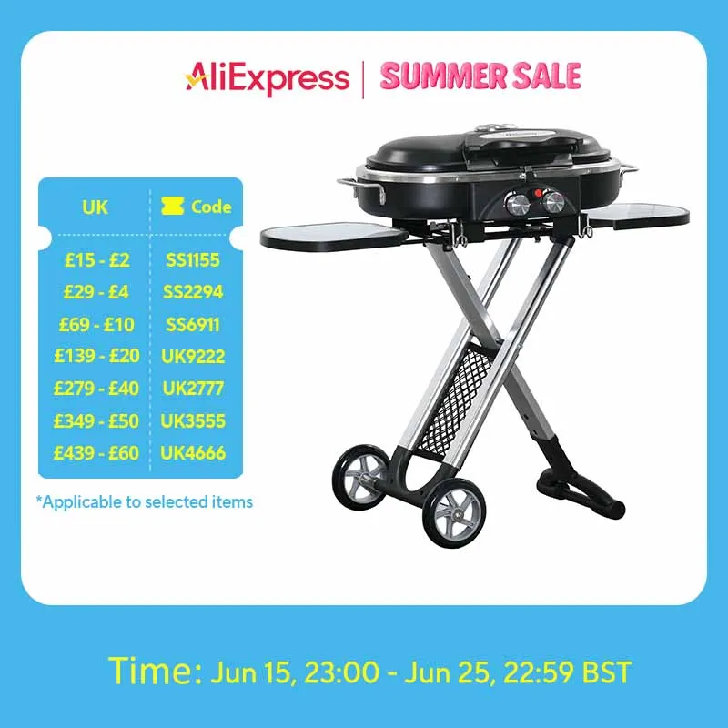 Outsunny Portable Foldable 2 Burner Gas BBQ Grill