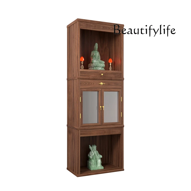 

Chinese Three-Layer Buddha Shrine Clothes Closet Guanyin Fortune Shrine Altar Cabinet Solid Wood Prayer Altar Table