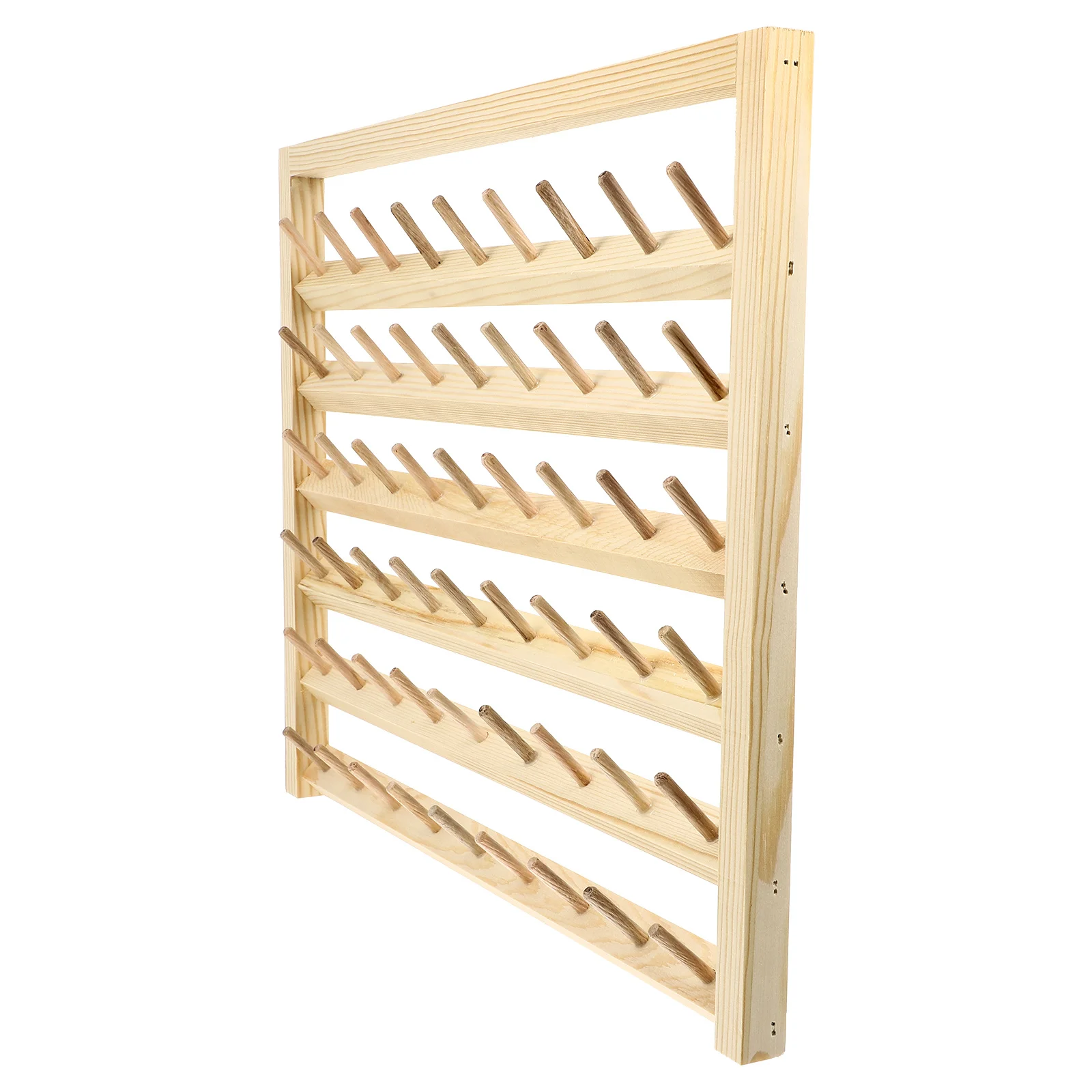 

54-Spool Wooden Thread Holder Sewing Thread Rack Wall-Mounted Storage Organizer for Embroidery Quilting Spool Holder