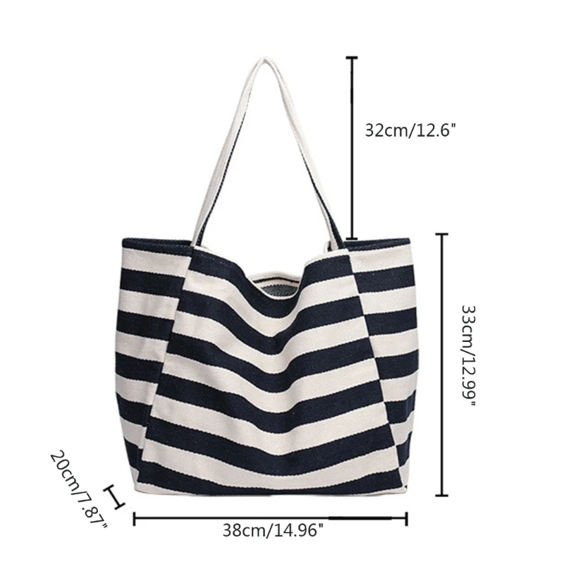 2023 New Striped Canvas Handbags for Women Girls Large Capacity Handbag Shoulder Bag Shopping Tote Bags