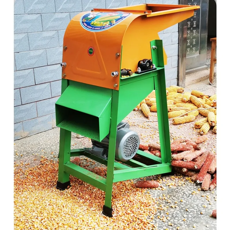 Electric household small fully automatic crushing corn threshing machine