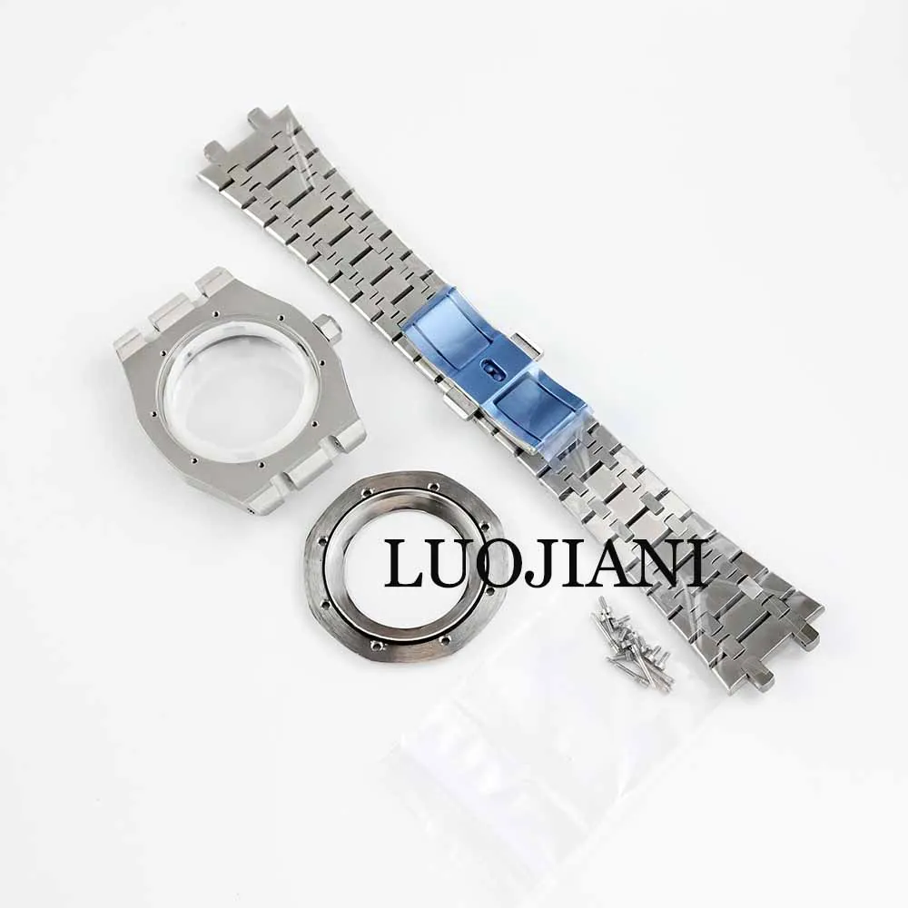 Black/Rose Gold PVD 41mm NH35 Watch Case and Bracelet Stainless steel Sapphire Glass Waterproof for Royal oak NH35 NH36 movement