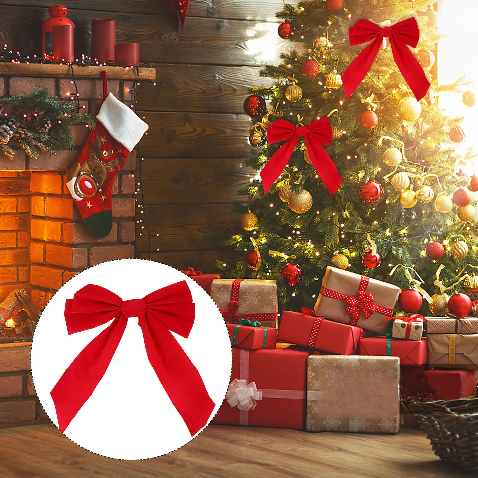 

10pcs Christmas Tree Bow Red Garland Wreath Decoration Xmas Holiday Ornament For Home Party Festival Decorations