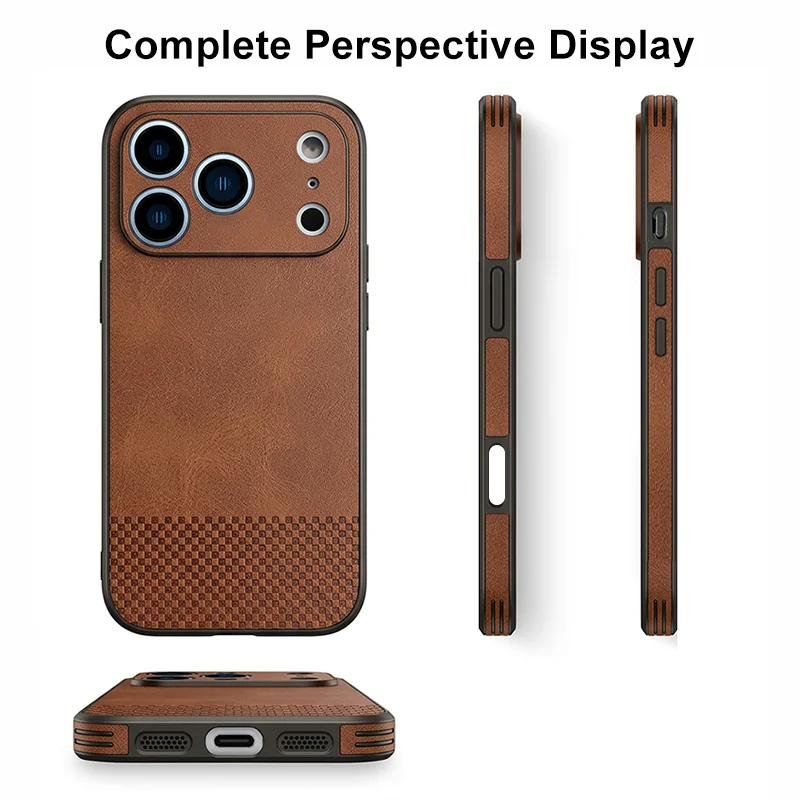 Funda de cuero de lujo para negocios, a prueba de golpes, protectora para iPhone 17 Pro Max 16 15 14 13 2