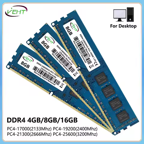 DDR4 4GB 8GB 16GB 32GB Desktop Memories Ram PC4 17000 19200 21300 25600 1.2V 288Pin 2133 2400 2666 3200Mhz DIMM Memory Ram