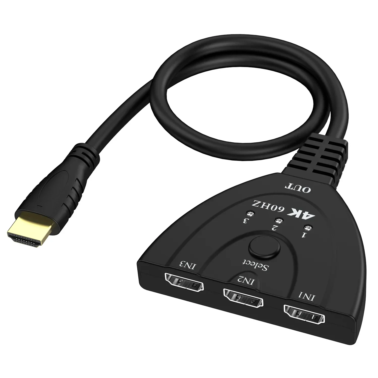 HDMI 호환 허브 케이블, DVD HDTV Xbox PS4 용, 4K 60Hz 3D 미니 3 포트, V2.0 스위처, 4K @ 30/1080P 스위치 스플리터, 3 인 1 아웃 포트