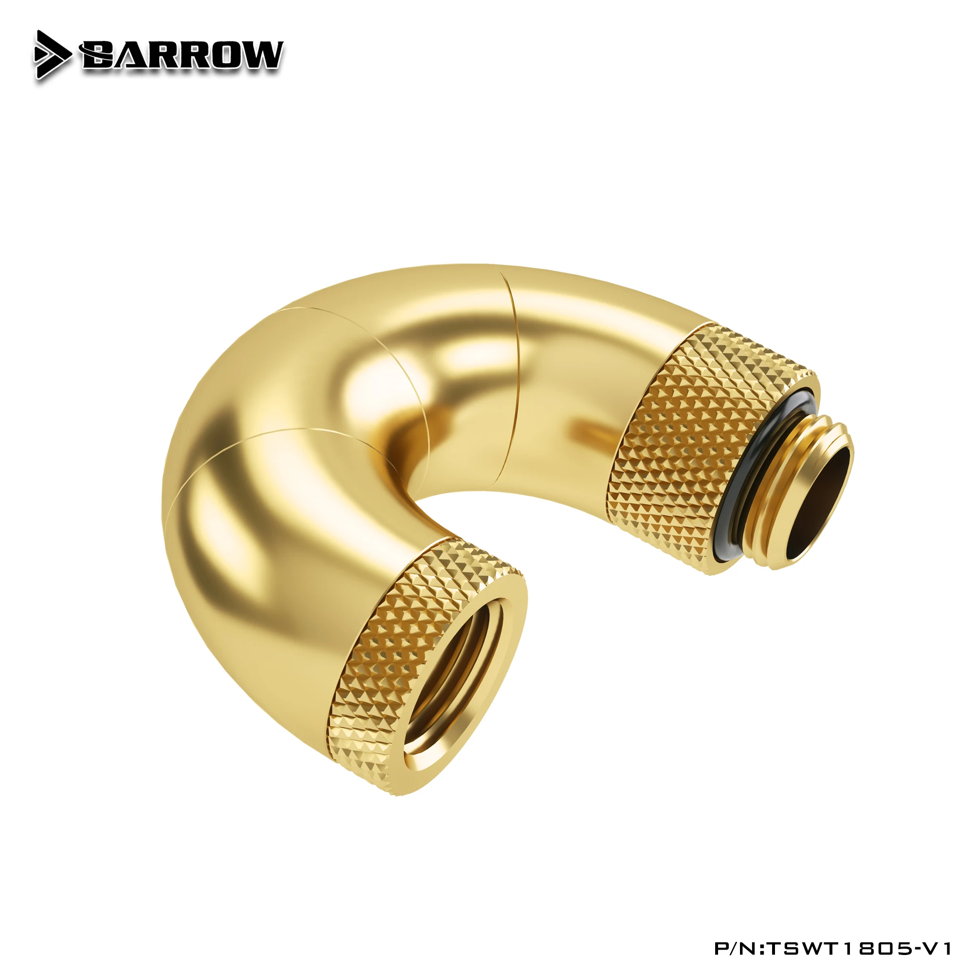 BARROW G1/4" 5-Wege-S-Form-Drehadapter, Computer-DIY-Flüssigkeit, Wasserkühlungsbefestigungen, Schwarz/Helles Silber/Weiß/Gold, TSWT1805-V1