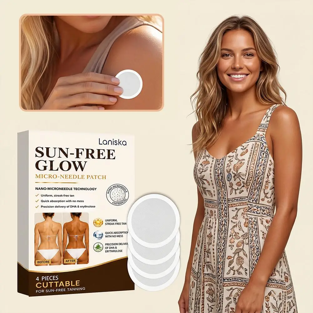 4PCS Body Sun-Free Tanning Patch For All Skin Types Uniform Glow Nano-Microneedle Sunless Tanning Patch For Streak-Free Tan