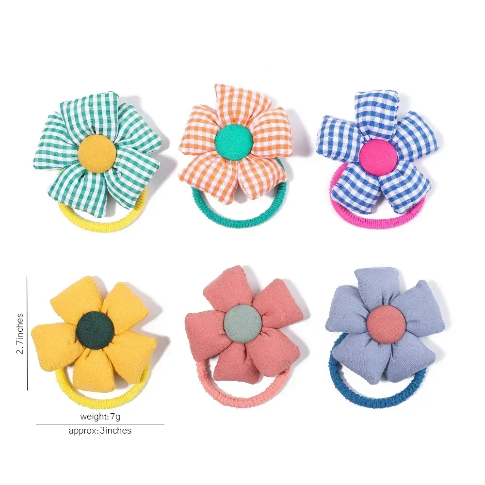 2Pcs/lot Lovley Flower Ponytail Elastic Hair Bands for Girl Children Hair Ties Cartoon Kids Hair Accessories Baby Headwear