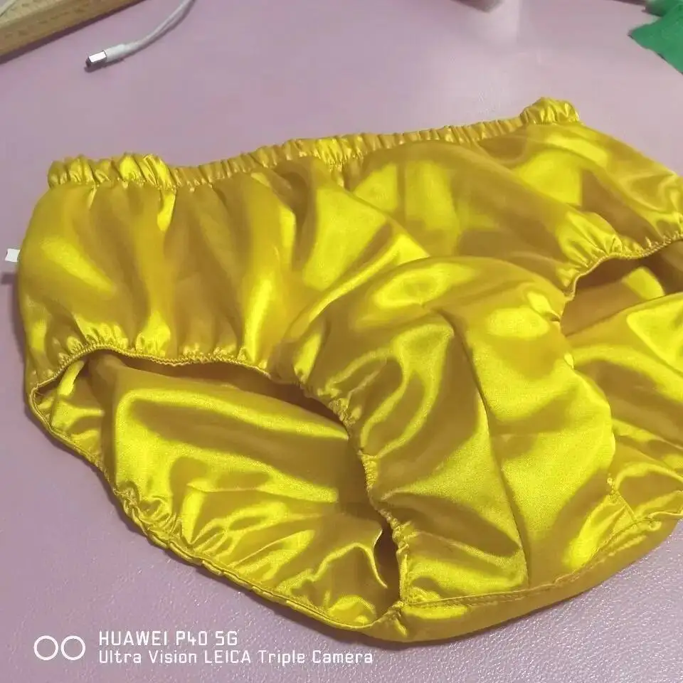 Men Glossy Ice Silk Satin Lingerie Panties Plus Size Underwear Sexy Medium Waist Briefs