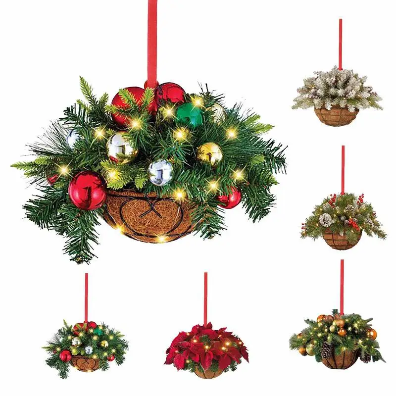 Flower Wreath Home Party Decoration Supplies Front Door Ornaments Tree Hanging Wooden Pendant xmax Winter Decor Accessories