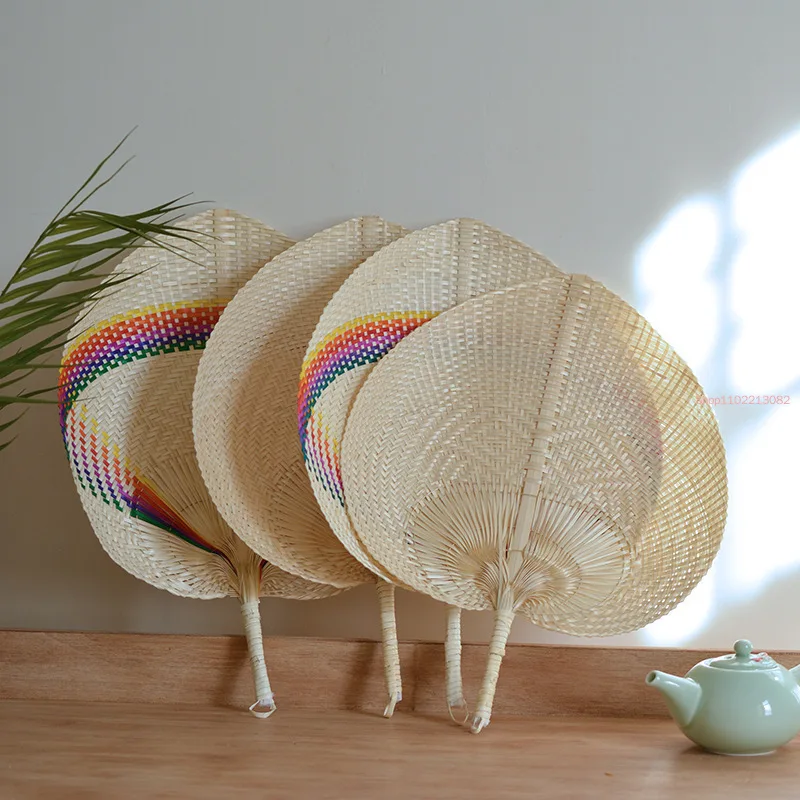 10Pcs/Lot Pushan Hand Made Fan Peach Shaped Bamboo Summer DIY Characteristic Held Wedding Decor Gift