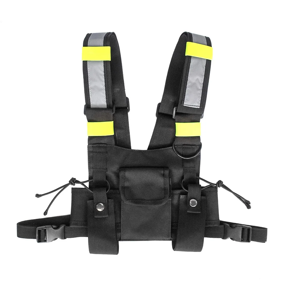 Radio Harness Chest Rig Bag Pocket Pack Holster Vest Reflective Chest Harness Holder Bag Vest for 2 Way Radio Walkie Talkie