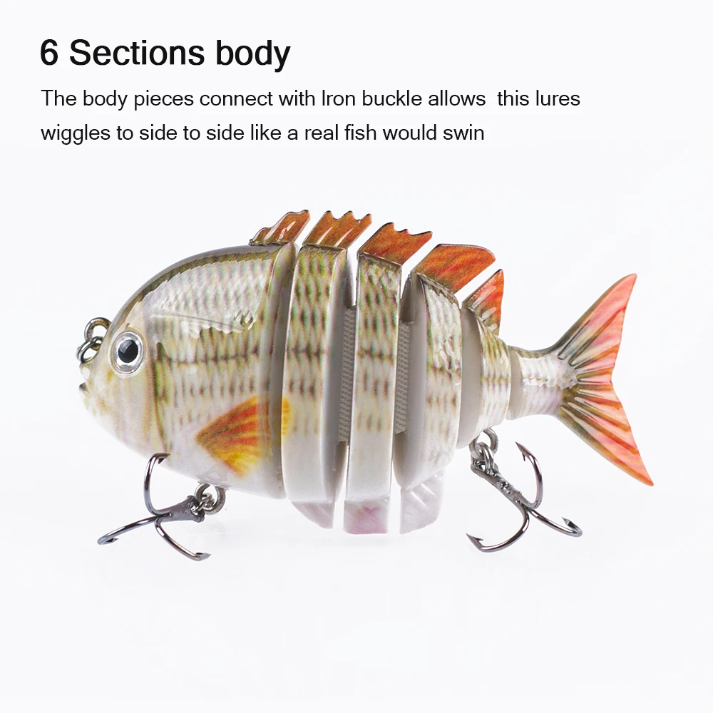 Hanlin 7.5cm 14.5g Multi Jointed Fishing Lures Sinking Shad Baits Wobbler Hard Body Swimbait Lifelike Sunfish Bass Tackle