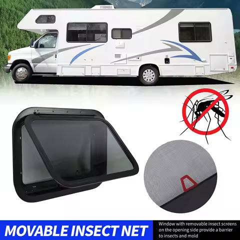 22.4x15.2 Inch RV External Push Window Corrosion Resistant Window With Mesh Screen Support Rod For Caravan Trailer Motorhome