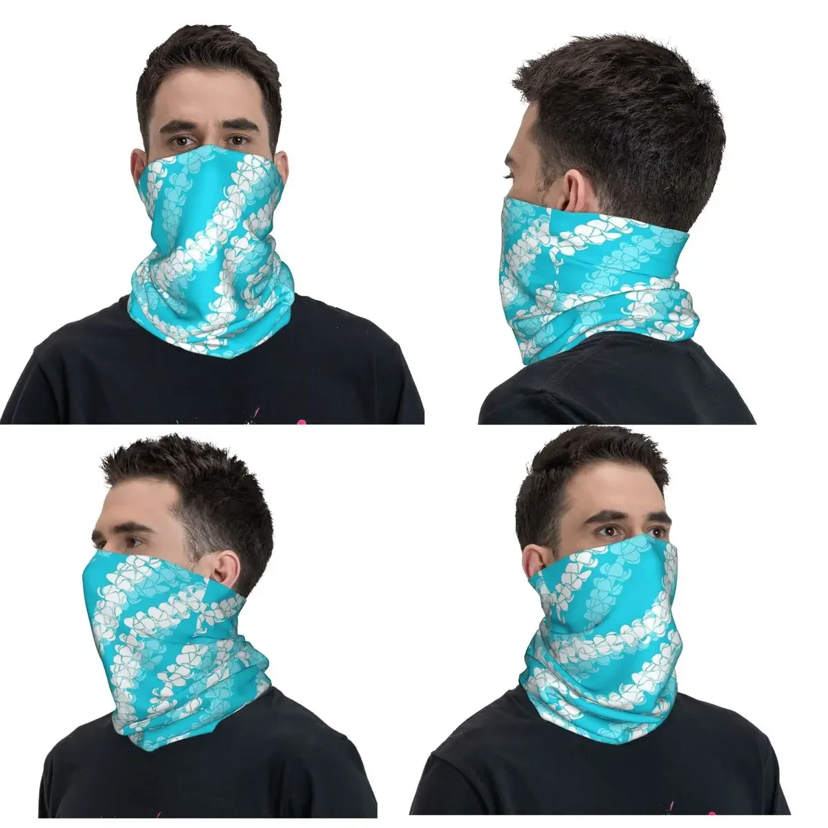 Puakenikeni Single Leis On Turquoise Bandana Neck Cover Printed Magic Scarf Warm Balaclava Running Unisex Adult Winter