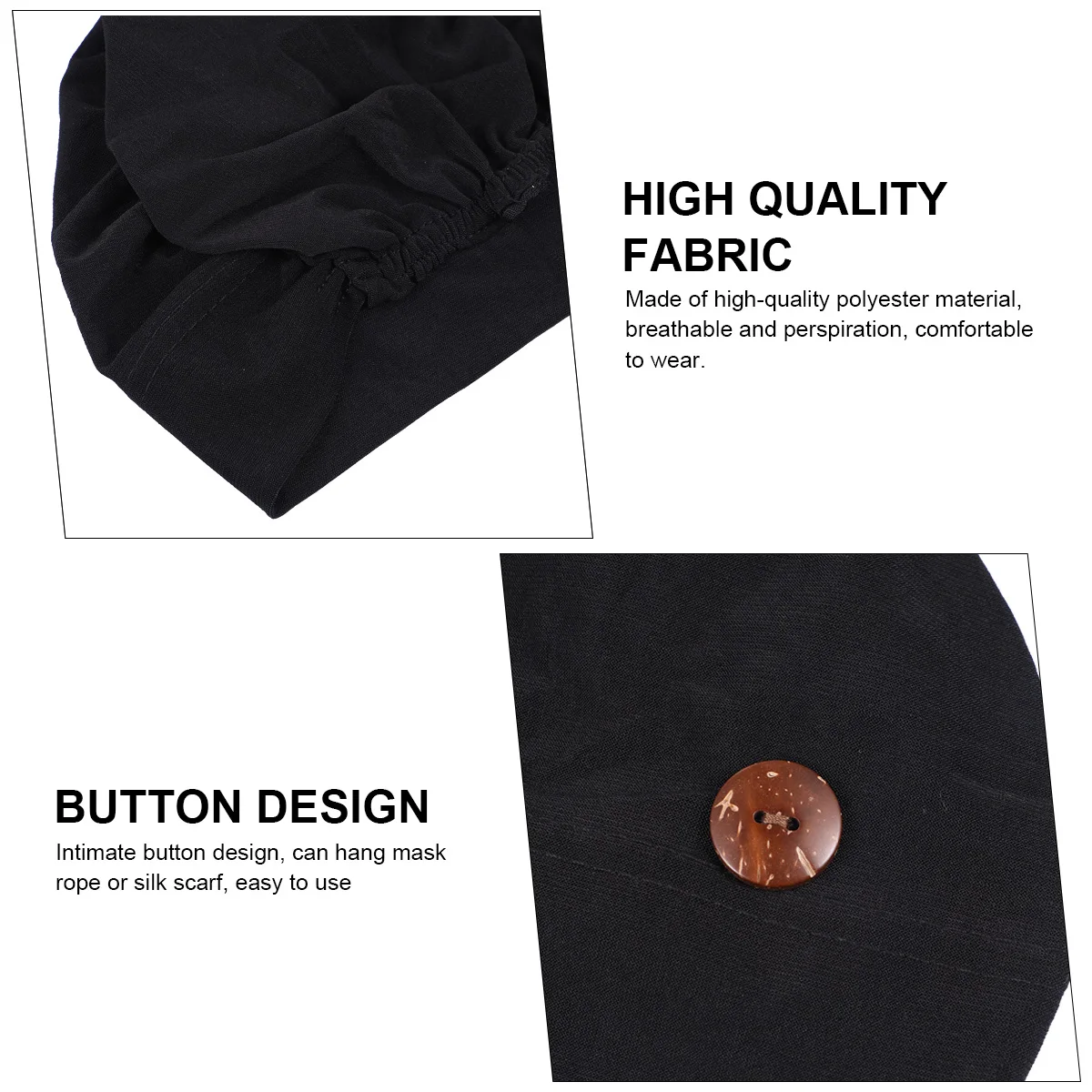 

Women Head Wrap Cap Polyester Stretch Chemotherapy Sunscreen Multifunctional Hat Black Lightweight Breathable Stylish Indoor