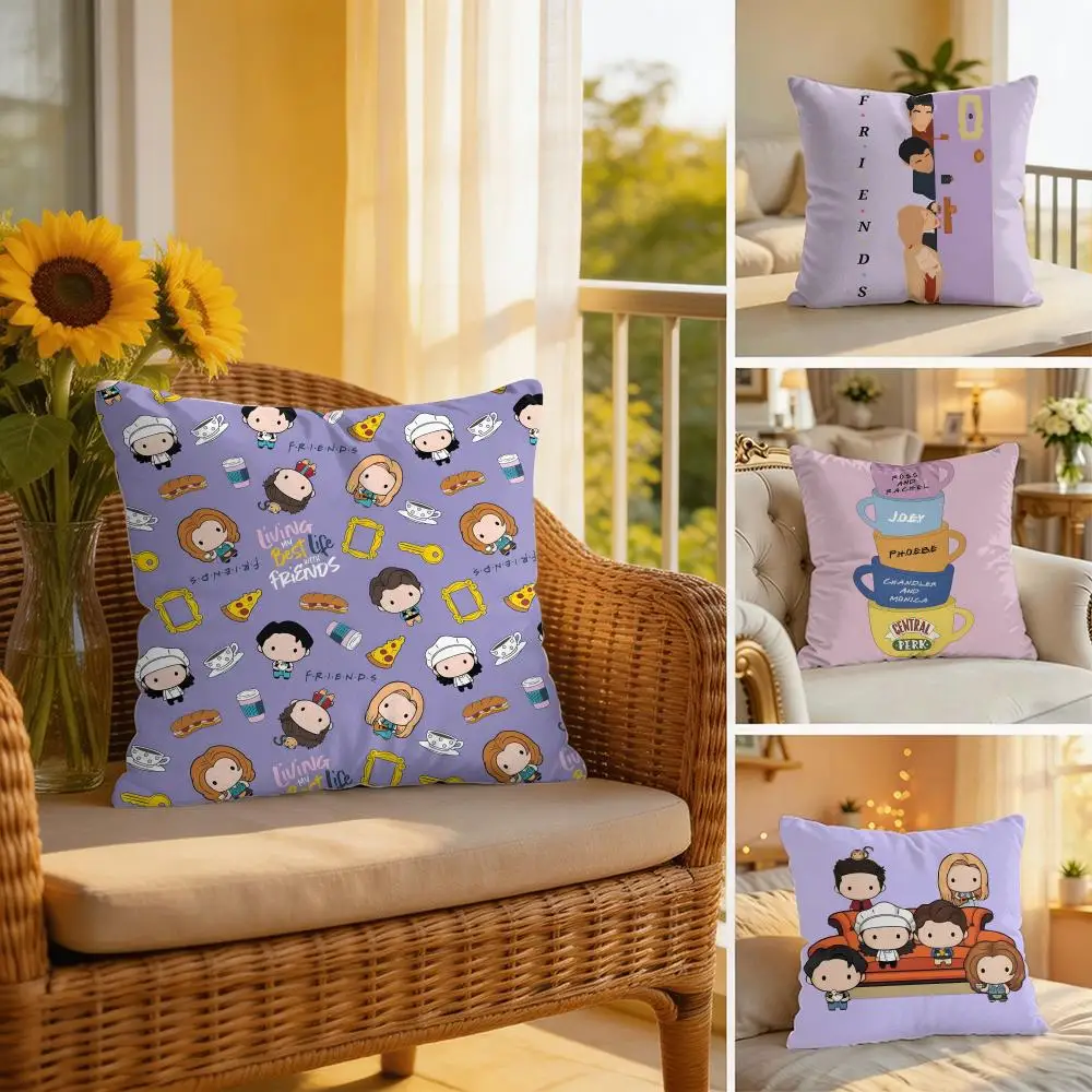 Classic F-Friends Tv Show Cushion Cover Wrinkle-Resistant Short Plush Cushion Covers Breathable Machine-Washable