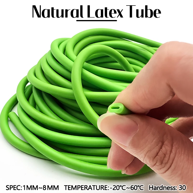 Green Latex Rubber Elastic Hose Freeze Proof High Stretch Tube ID1.6-12mm Strong Tension Pipe for Speargun Slingshot Hunting DIY