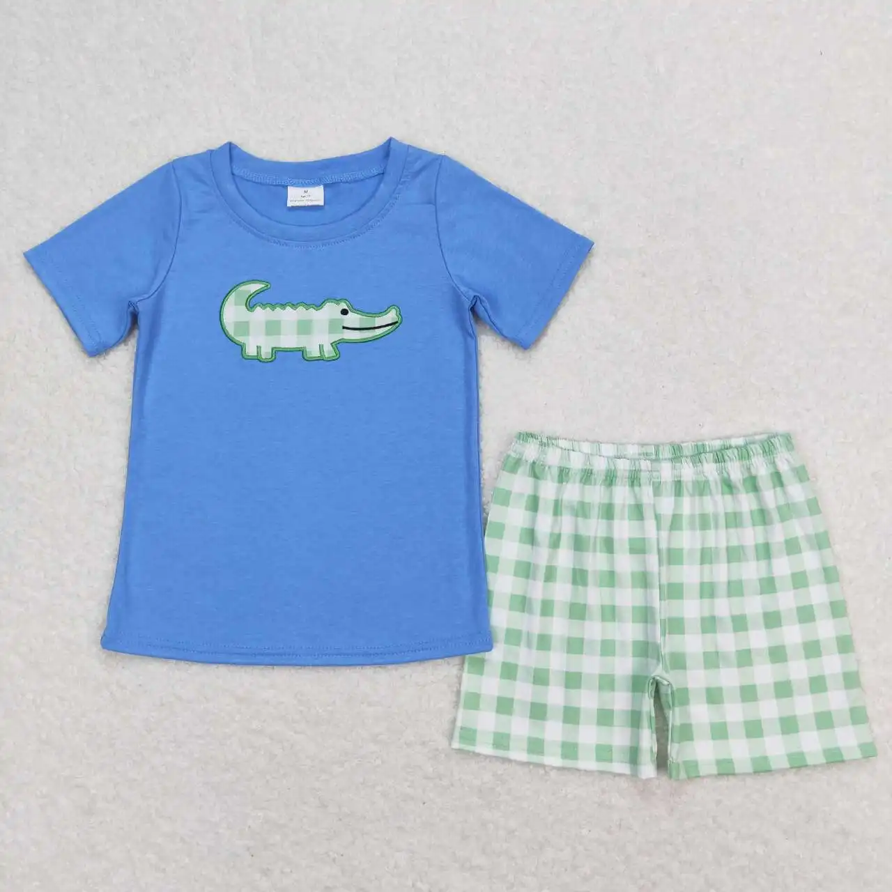 Wholesale Children Embroidery Summer Sets Toddler Short Sleeves Cotton Dog T-shirts Ducks Tee Kids Shorts Baby Boy Outfit