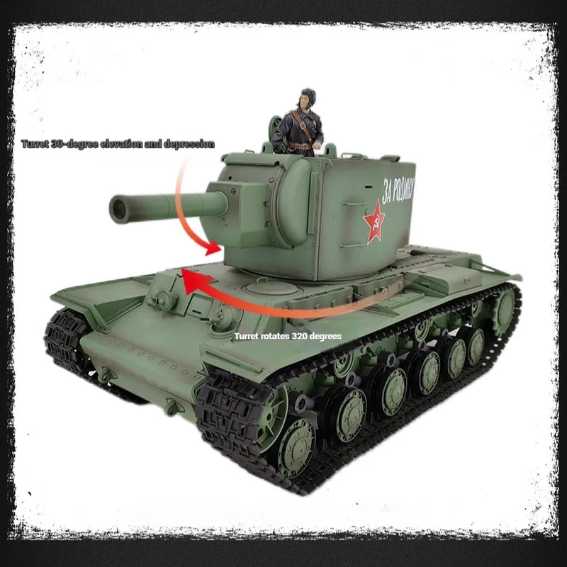 Henglong tanque con control remoto KV-2 puede lanzar pistas para fumar, modelo militar eléctrico grande para adultos, coche de juguete para niños