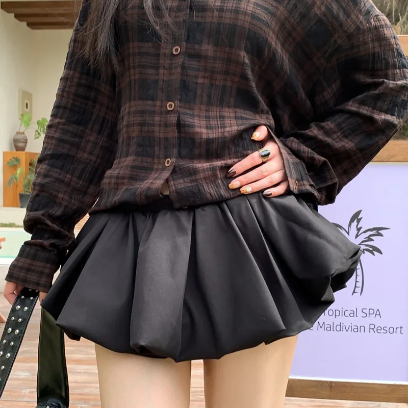 2026年夏-ピュアカラー-フラワーバッドスカート-ソフトで快適なコットン素材-ハイウエスト-aライン-バレエスタイル-ショート丈-ハーフボディスカート