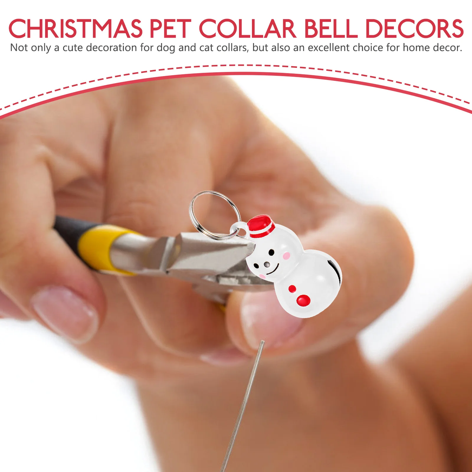 

6pcs Pet Collar Bell Copper Charms for Cats Dogs Collars 3 Santa Red 3 Snowman Red Hat Sturdy Material