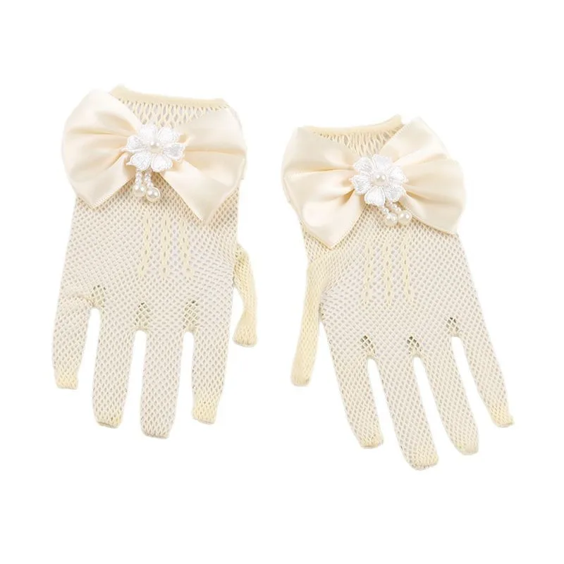 Gants d'été en maille extensible fine, personnalité à la mode, nœud de princesse, Performance de mariée, gants de cérémonie à doigts fendus