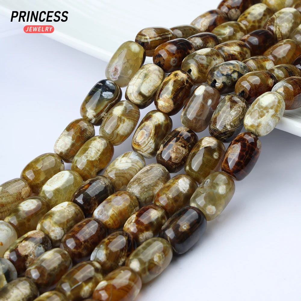 A+ Natural Fiery Agate Onyx Barrel Tubular Shape Beads for Jewelry Making Bracelet Necklace Wholesale DIY Beads Accessories