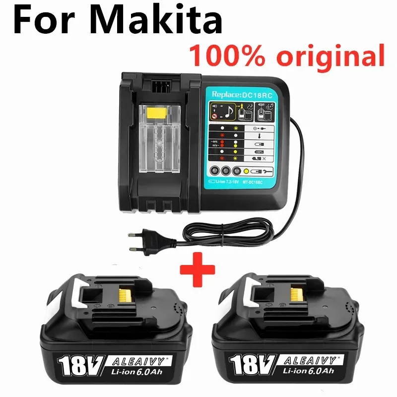 

100% original BL1860 Rechargeable Battery 18V 6000mAh Lithium ion for Makita 18v Battery BL1840 BL1850 BL1860B LXT400 + Charger